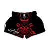 Red Samurai Mask Print Muay Thai Boxing Shorts