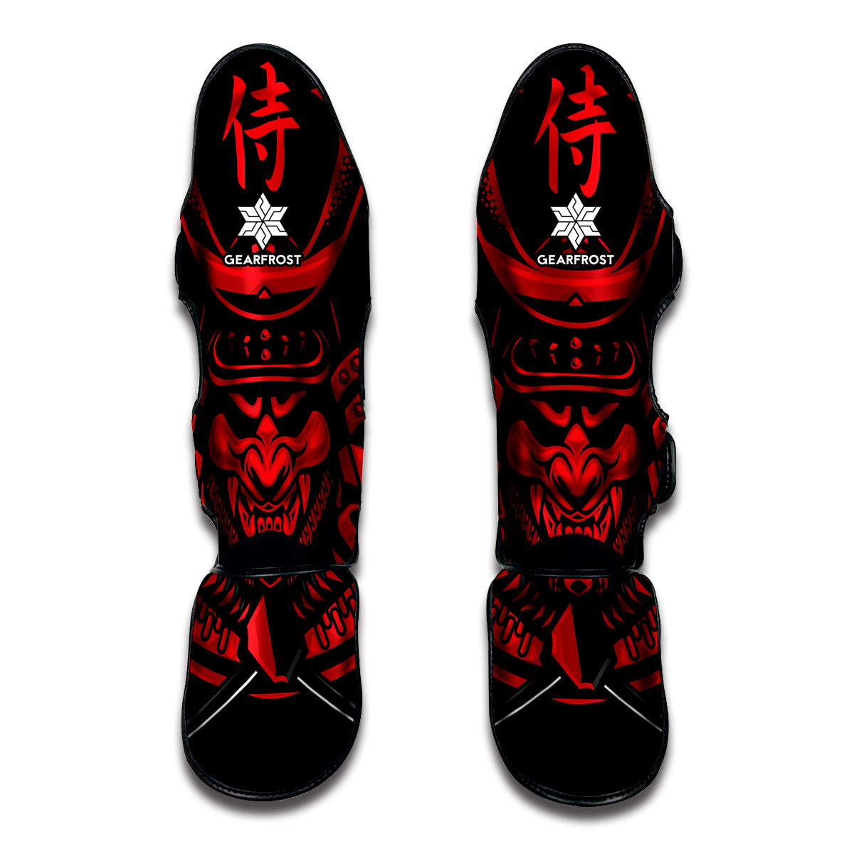 Red Samurai Mask Print Muay Thai Shin Guard