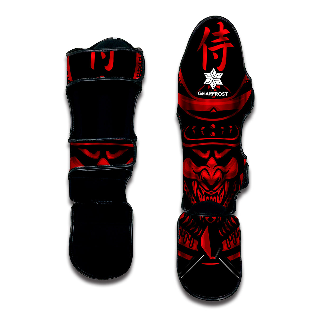 Red Samurai Mask Print Muay Thai Shin Guard