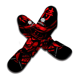 Red Samurai Mask Print Muay Thai Shin Guard