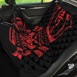 Red Samurai Mask Print Pet Car Back Seat Cover