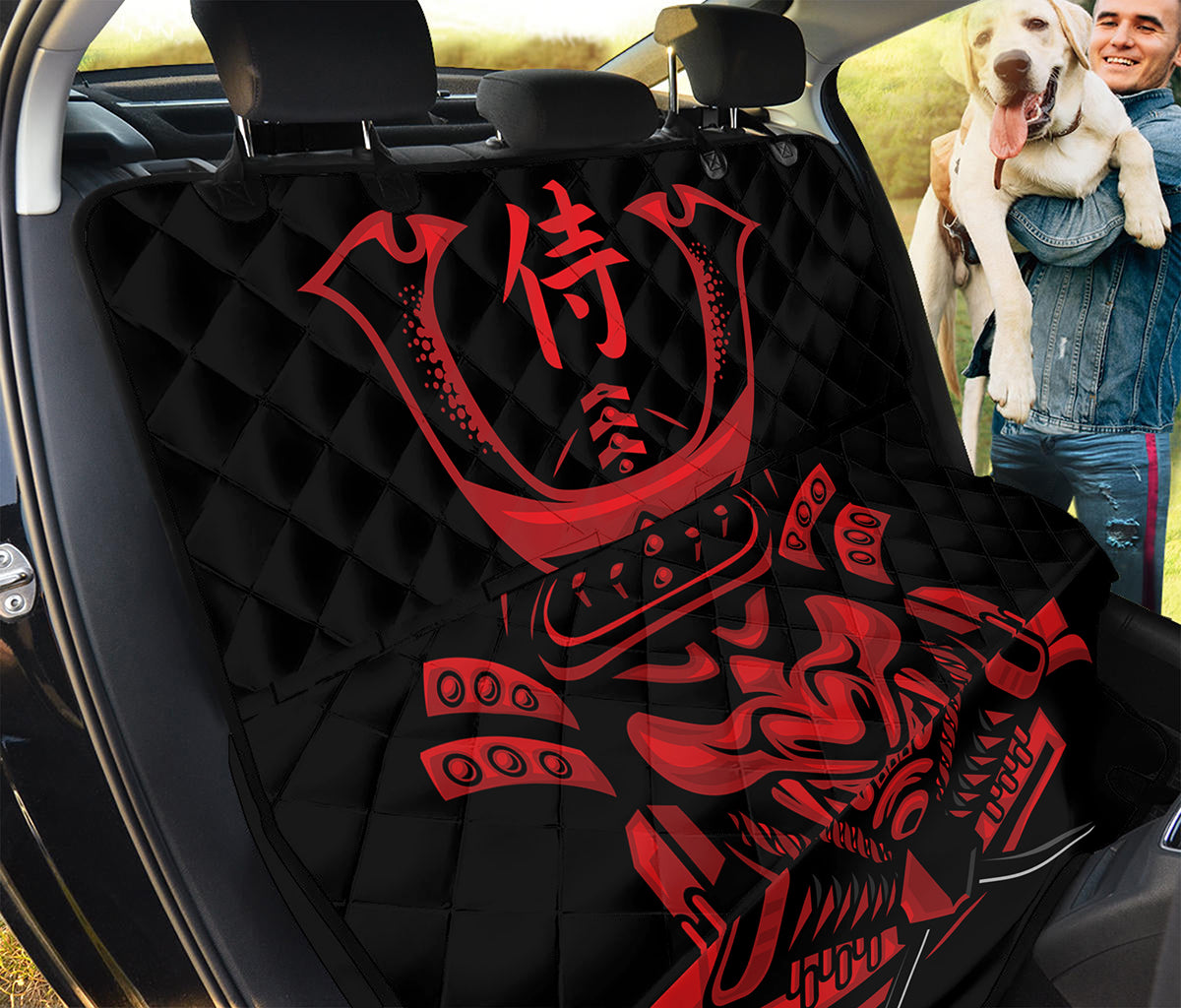 Red Samurai Mask Print Pet Car Back Seat Cover