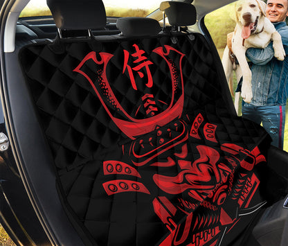 Red Samurai Mask Print Pet Car Back Seat Cover
