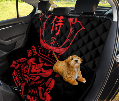 Red Samurai Mask Print Pet Car Back Seat Cover