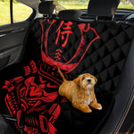 Red Samurai Mask Print Pet Car Back Seat Cover