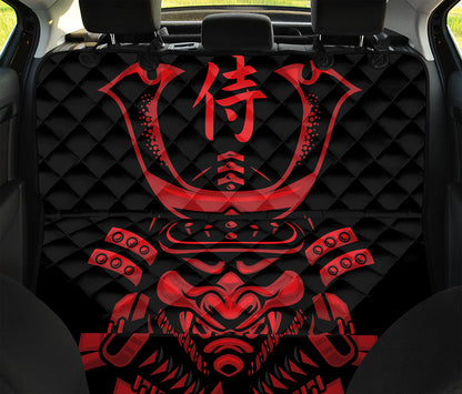 Red Samurai Mask Print Pet Car Back Seat Cover