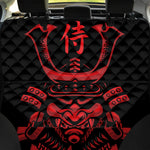 Red Samurai Mask Print Pet Car Back Seat Cover