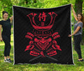 Red Samurai Mask Print Quilt