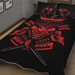 Red Samurai Mask Print Quilt Bed Set