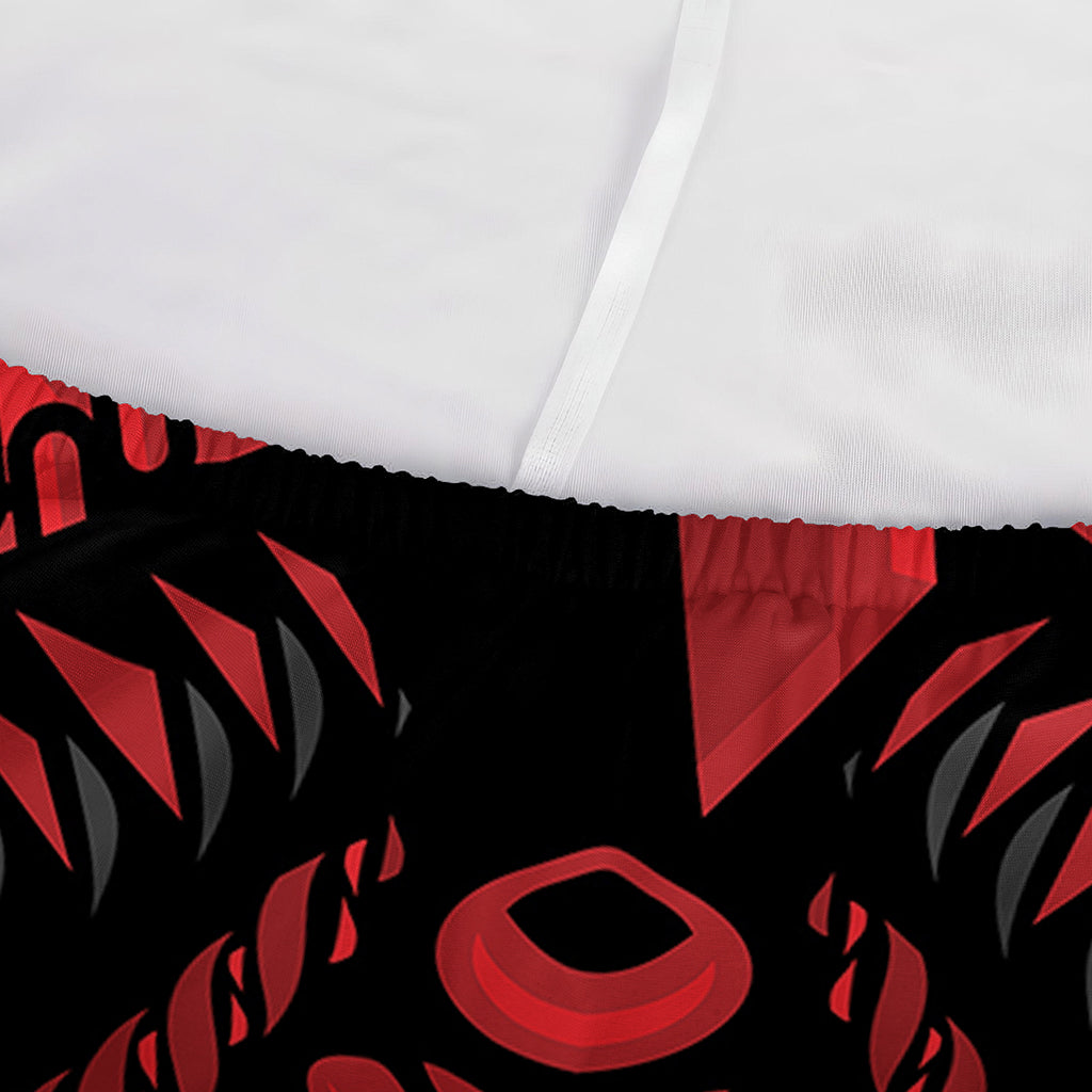 Red Samurai Mask Print Sofa Cover