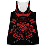 Red Samurai Mask Print Women's Racerback Tank Top