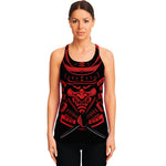 Red Samurai Mask Print Women's Racerback Tank Top