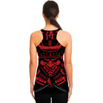 Red Samurai Mask Print Women's Racerback Tank Top