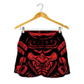 Red Samurai Mask Print Women's Shorts
