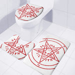 Red Satanic Pentagram Symbol Print 3 Piece Bath Mat Set