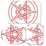 Red Satanic Pentagram Symbol Print 3 Piece Bath Mat Set