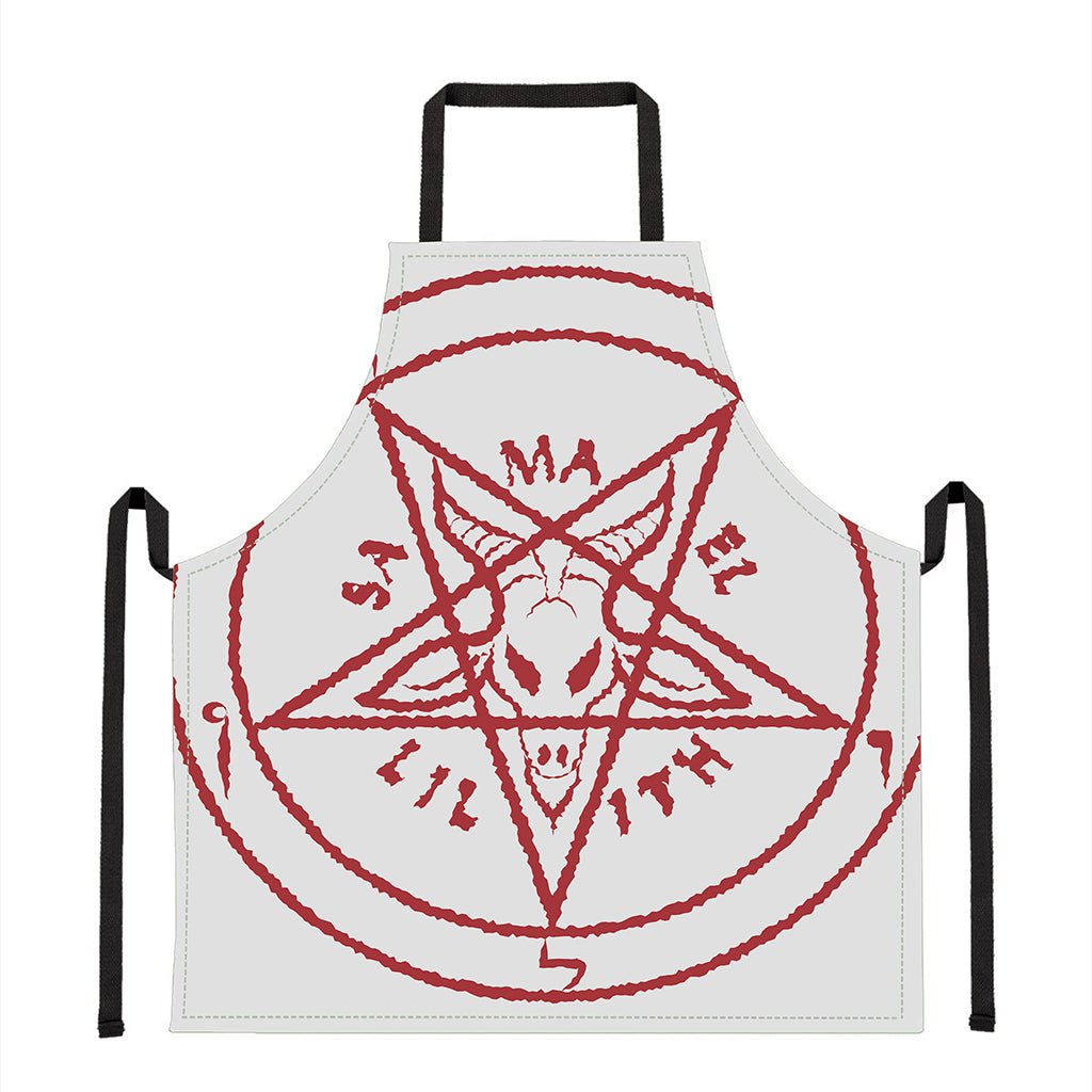 Red Satanic Pentagram Symbol Print Apron