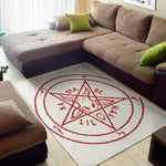 Red Satanic Pentagram Symbol Print Area Rug