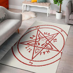 Red Satanic Pentagram Symbol Print Area Rug