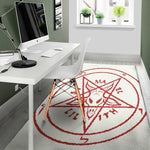 Red Satanic Pentagram Symbol Print Area Rug