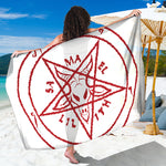 Red Satanic Pentagram Symbol Print Beach Sarong Wrap