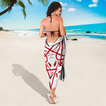 Red Satanic Pentagram Symbol Print Beach Sarong Wrap