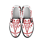 Red Satanic Pentagram Symbol Print Black Slip On Shoes