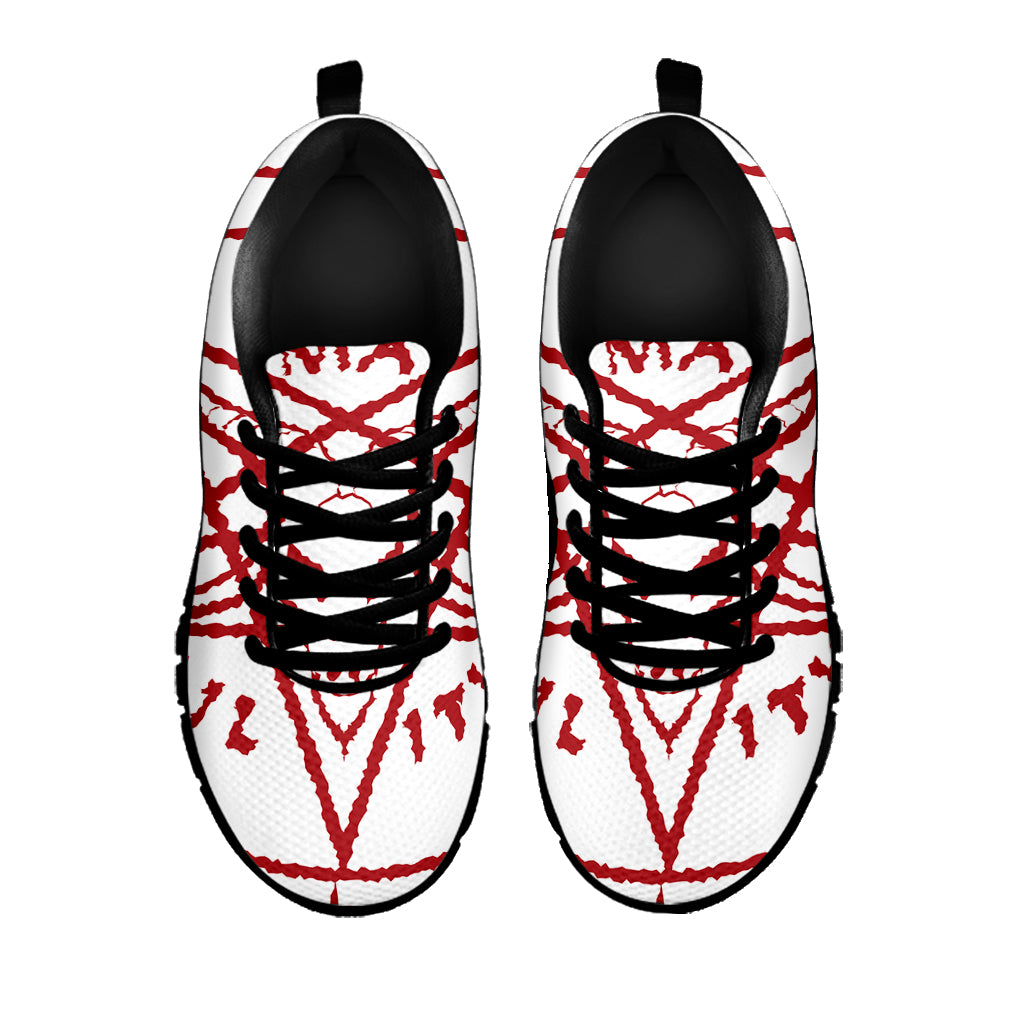 Red Satanic Pentagram Symbol Print Black Sneakers