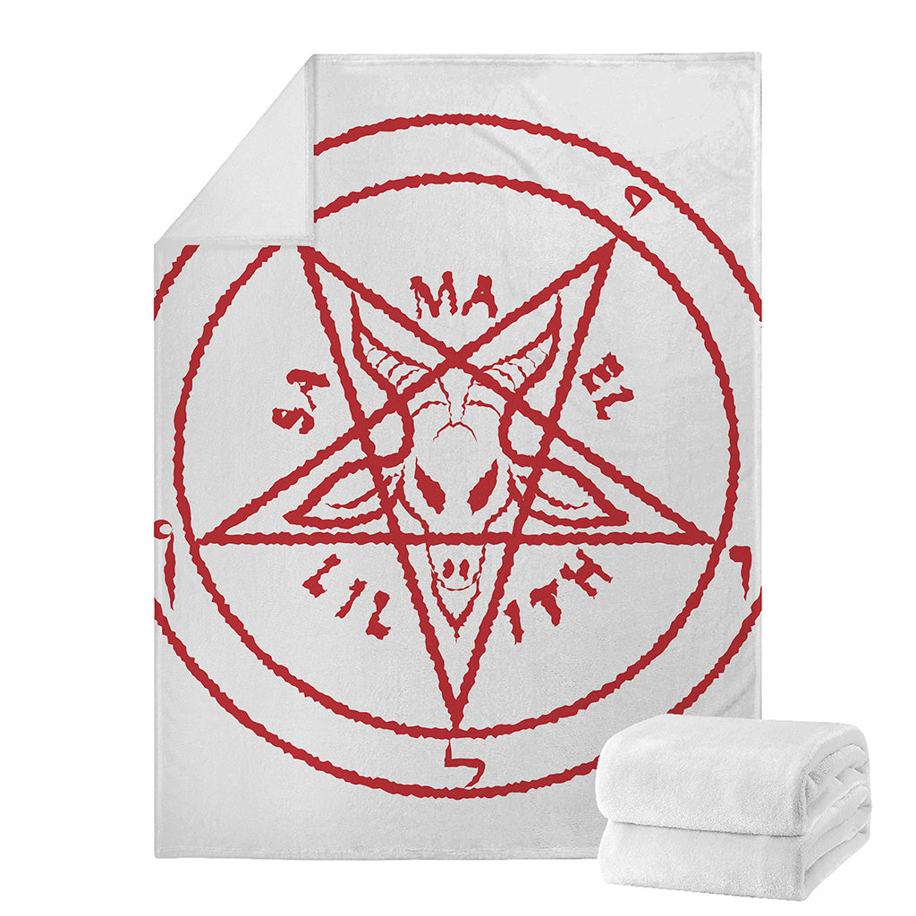 Red Satanic Pentagram Symbol Print Blanket