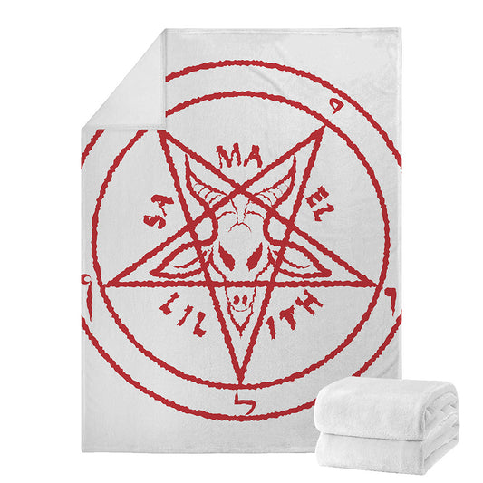 Red Satanic Pentagram Symbol Print Blanket