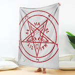 Red Satanic Pentagram Symbol Print Blanket