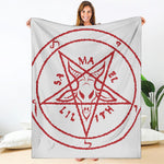 Red Satanic Pentagram Symbol Print Blanket