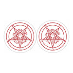 Red Satanic Pentagram Symbol Print Car Coasters