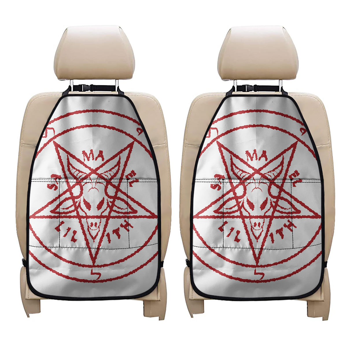 Red Satanic Pentagram Symbol Print Car Seat Organizers
