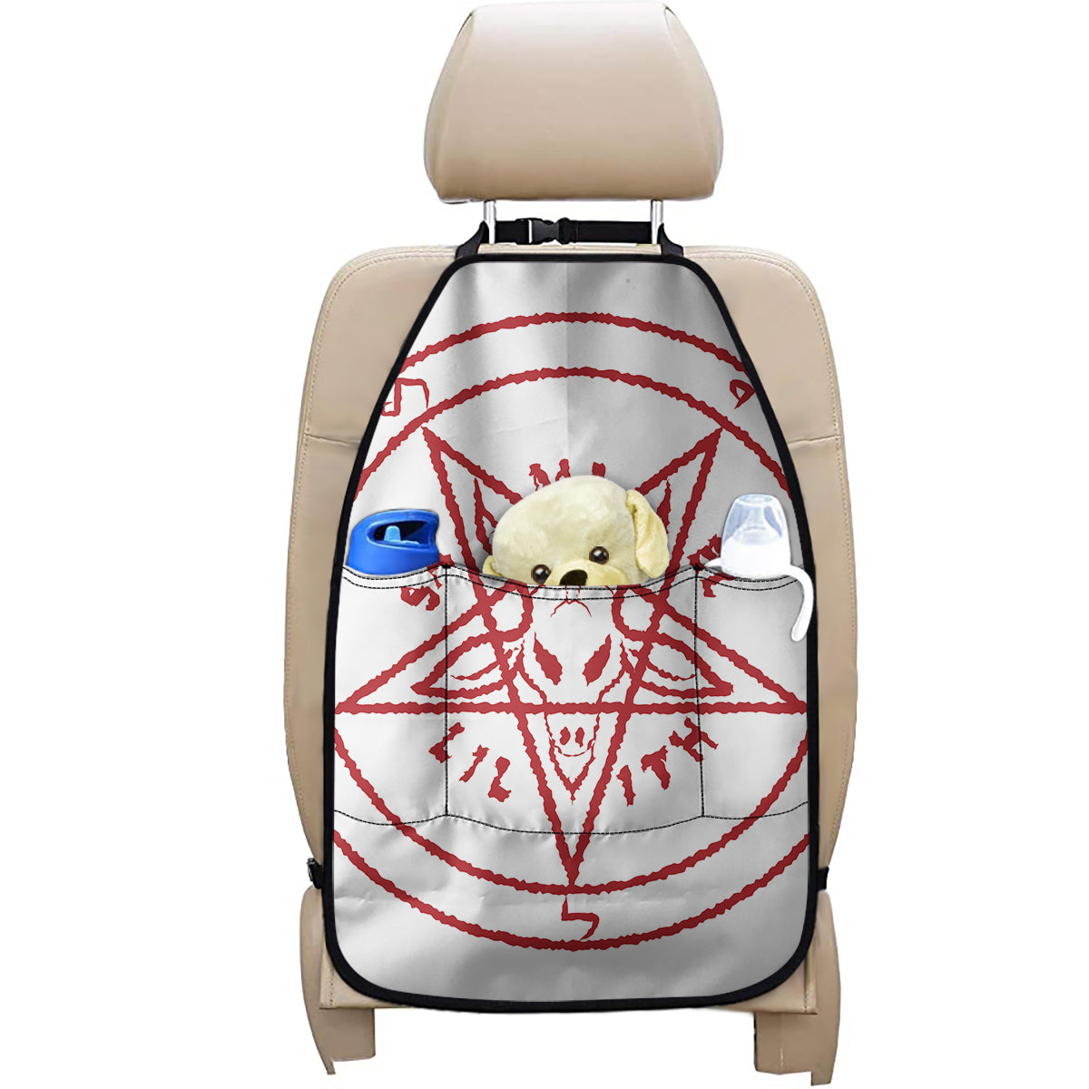 Red Satanic Pentagram Symbol Print Car Seat Organizers