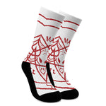 Red Satanic Pentagram Symbol Print Crew Socks