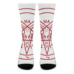 Red Satanic Pentagram Symbol Print Crew Socks