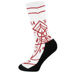 Red Satanic Pentagram Symbol Print Crew Socks