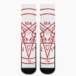 Red Satanic Pentagram Symbol Print Crew Socks