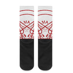 Red Satanic Pentagram Symbol Print Crew Socks