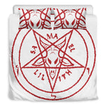 Red Satanic Pentagram Symbol Print Duvet Cover Bedding Set