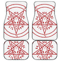 Red Satanic Pentagram Symbol Print Front and Back Car Floor Mats