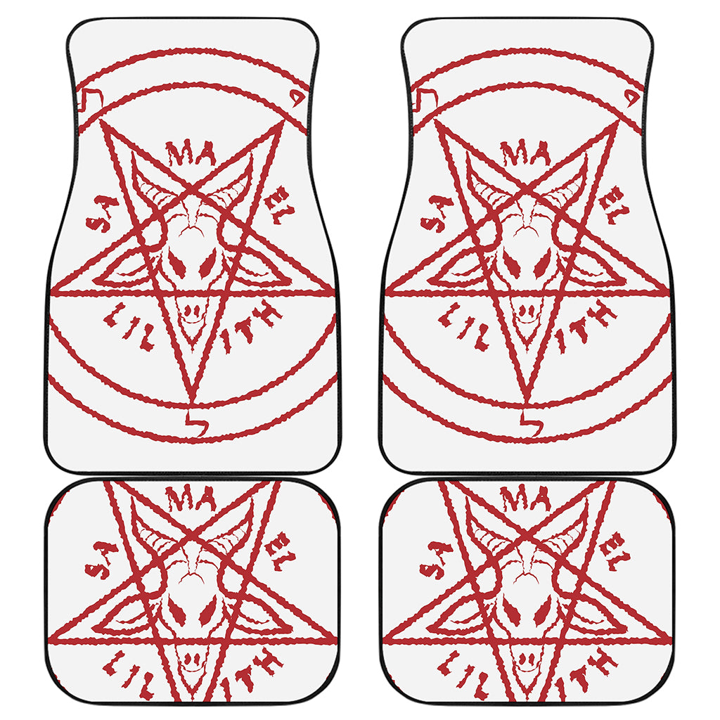 Red Satanic Pentagram Symbol Print Front and Back Car Floor Mats