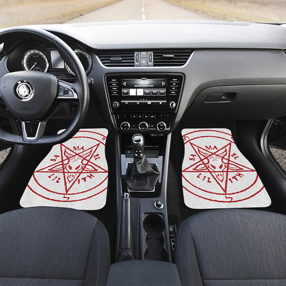 Red Satanic Pentagram Symbol Print Front and Back Car Floor Mats