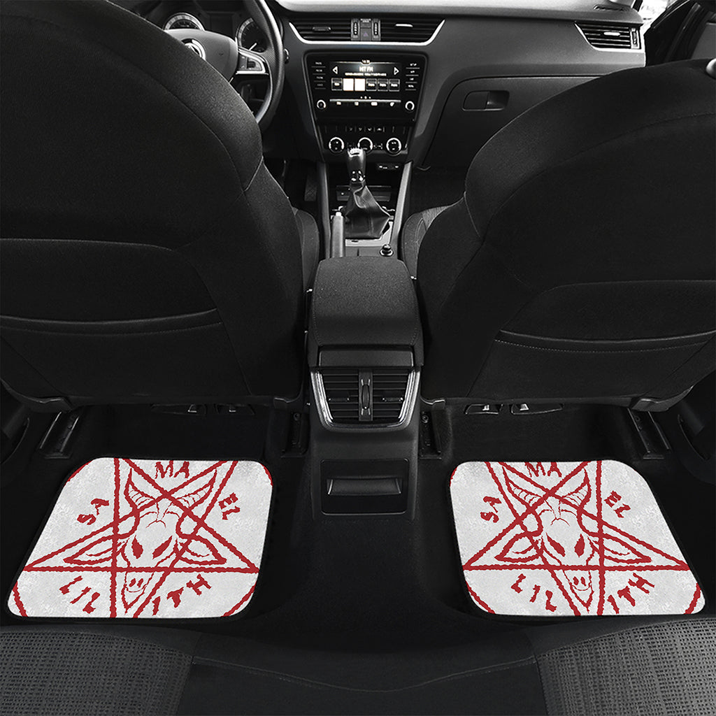 Red Satanic Pentagram Symbol Print Front and Back Car Floor Mats
