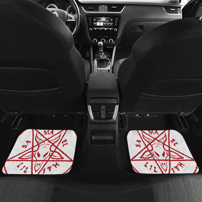 Red Satanic Pentagram Symbol Print Front and Back Car Floor Mats