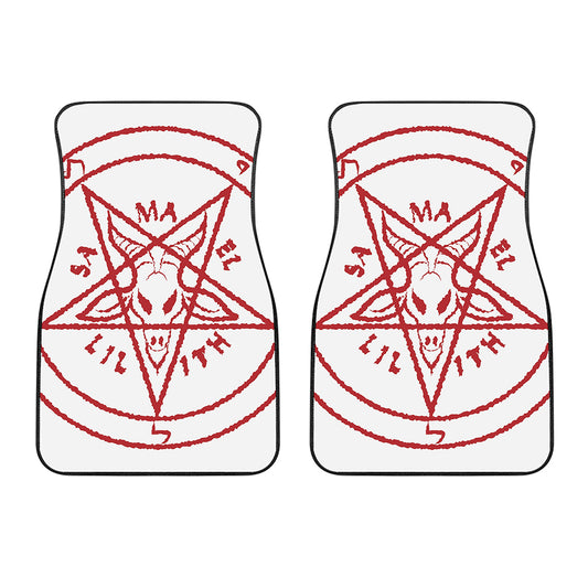 Red Satanic Pentagram Symbol Print Front Car Floor Mats