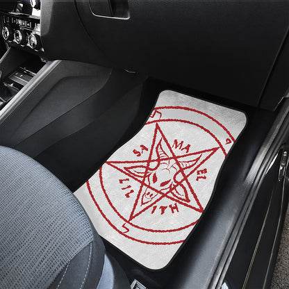 Red Satanic Pentagram Symbol Print Front Car Floor Mats