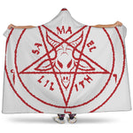 Red Satanic Pentagram Symbol Print Hooded Blanket