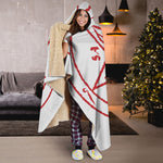 Red Satanic Pentagram Symbol Print Hooded Blanket